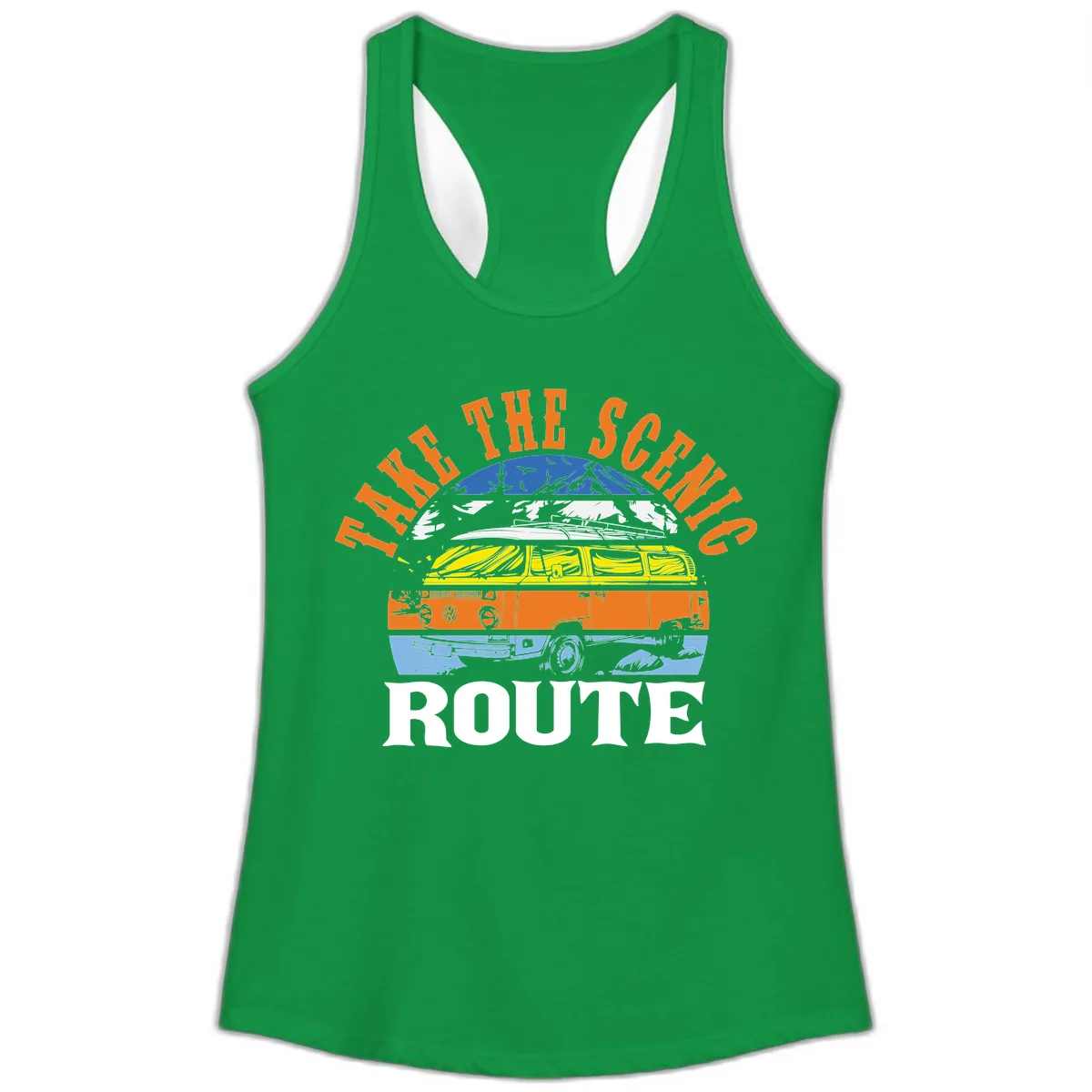 Hike The Seven Route Ladies Tank in Solid Kelly Green