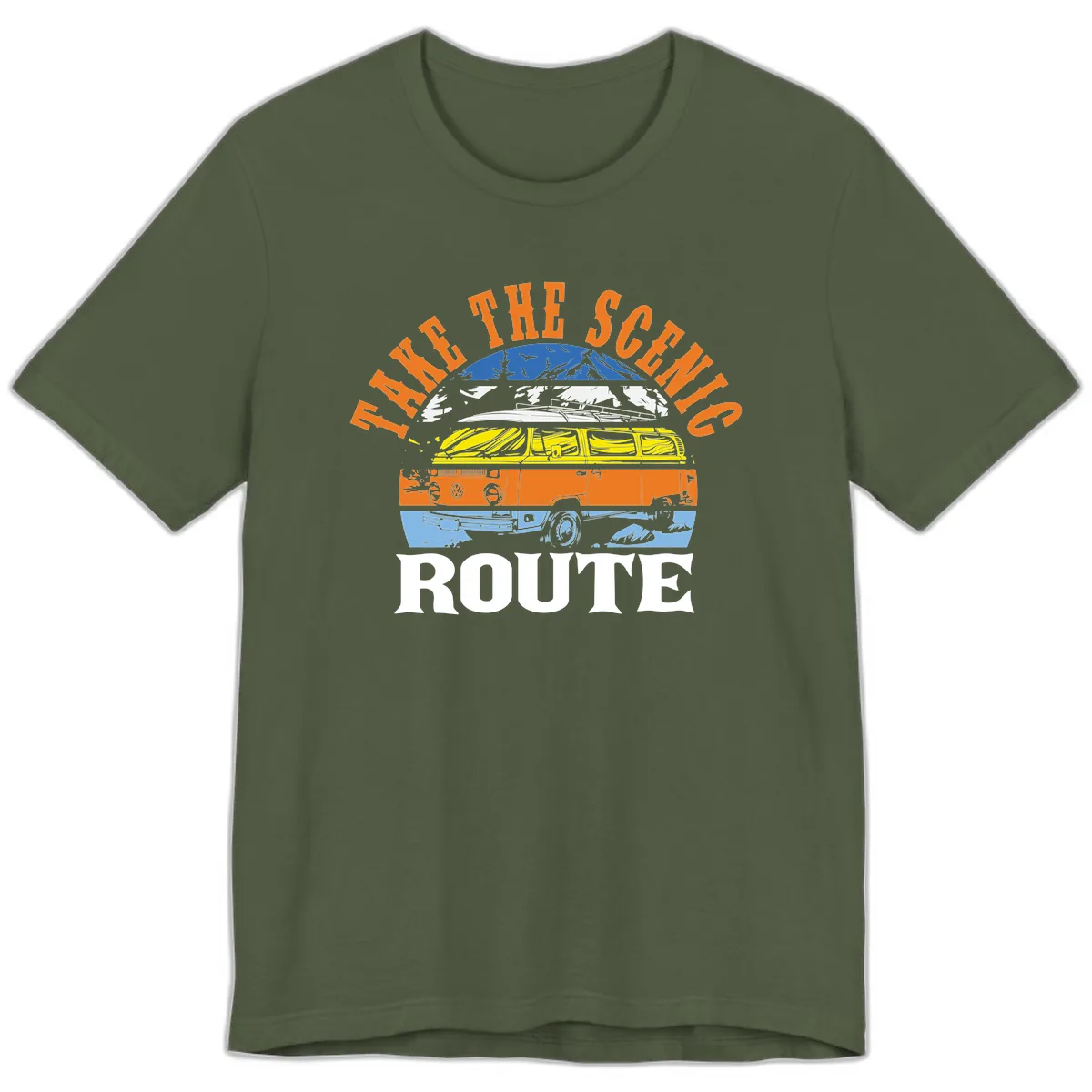 Hike The Seven Route Premium T-Shirt in Military Green