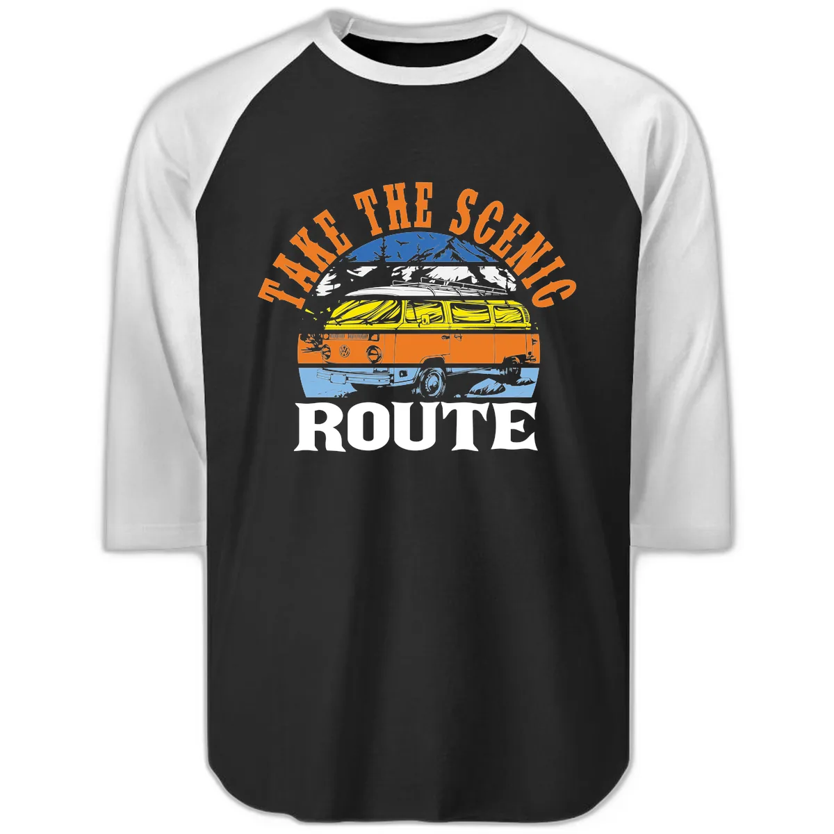 Hike The Seven Route Raglan 3/4 in Black White