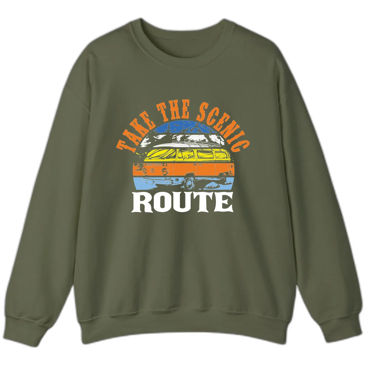 Hike The Seven Route Sweatshirt in Military Green