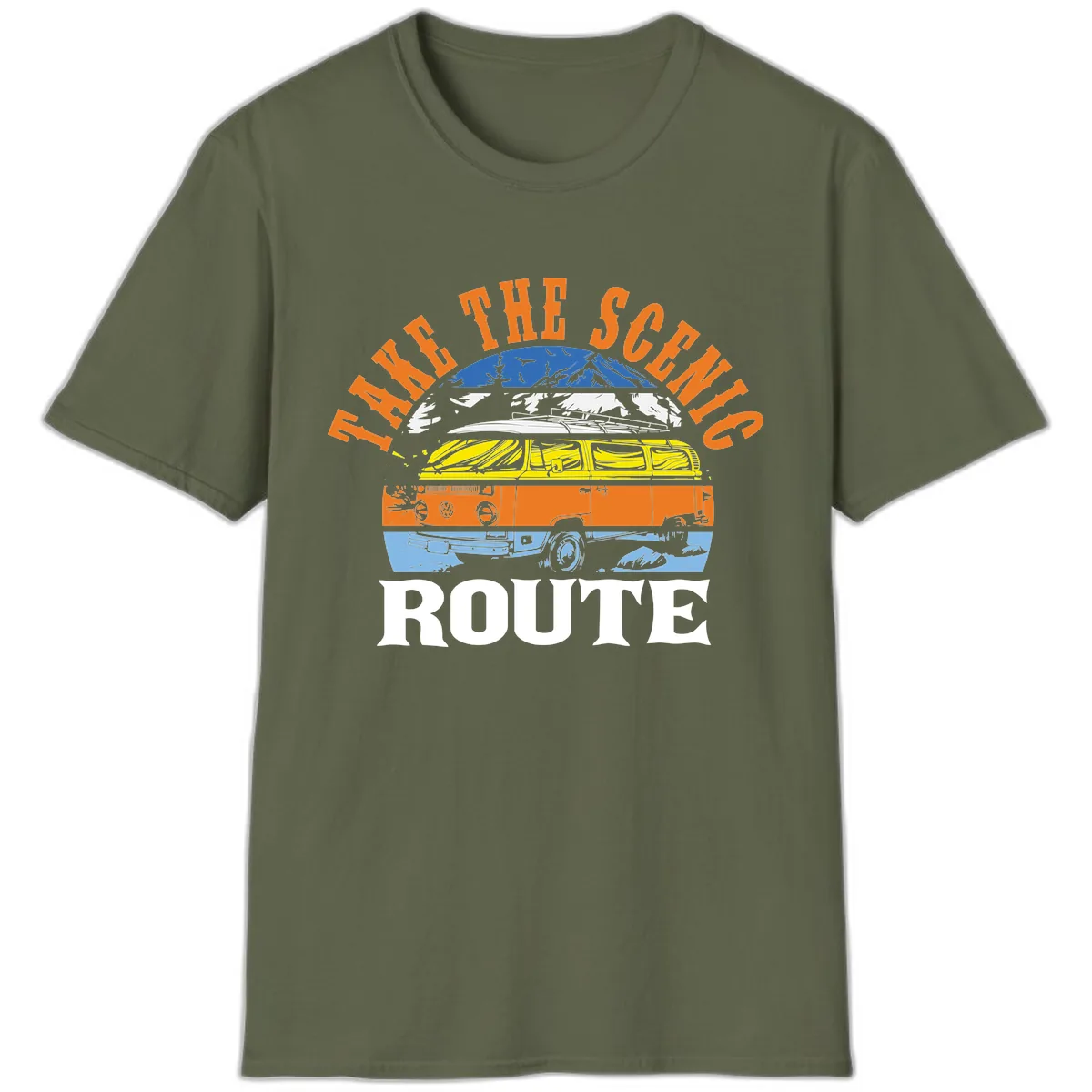 Hike The Seven Route T-Shirt in Military Green