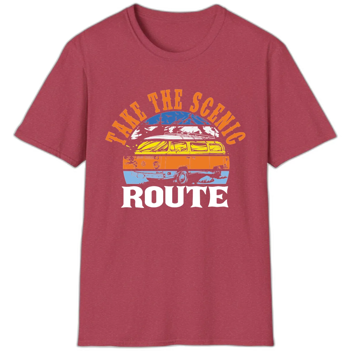 Hike The Seven Route T-Shirt in Heather Cardinal
