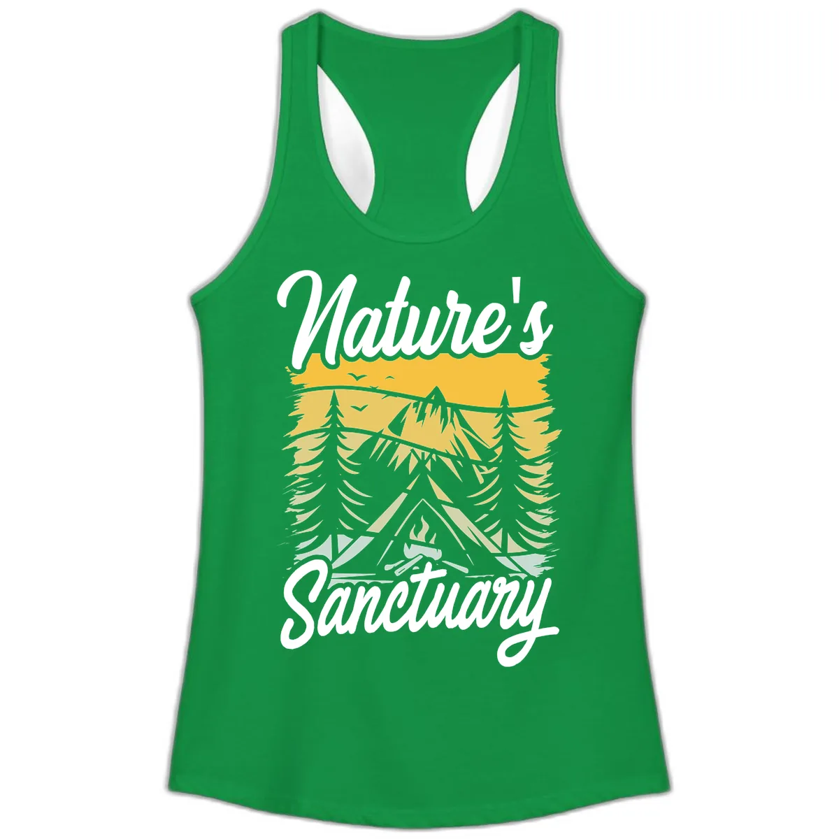 Nature's Sanctuary Ladies Tank in Solid Kelly Green