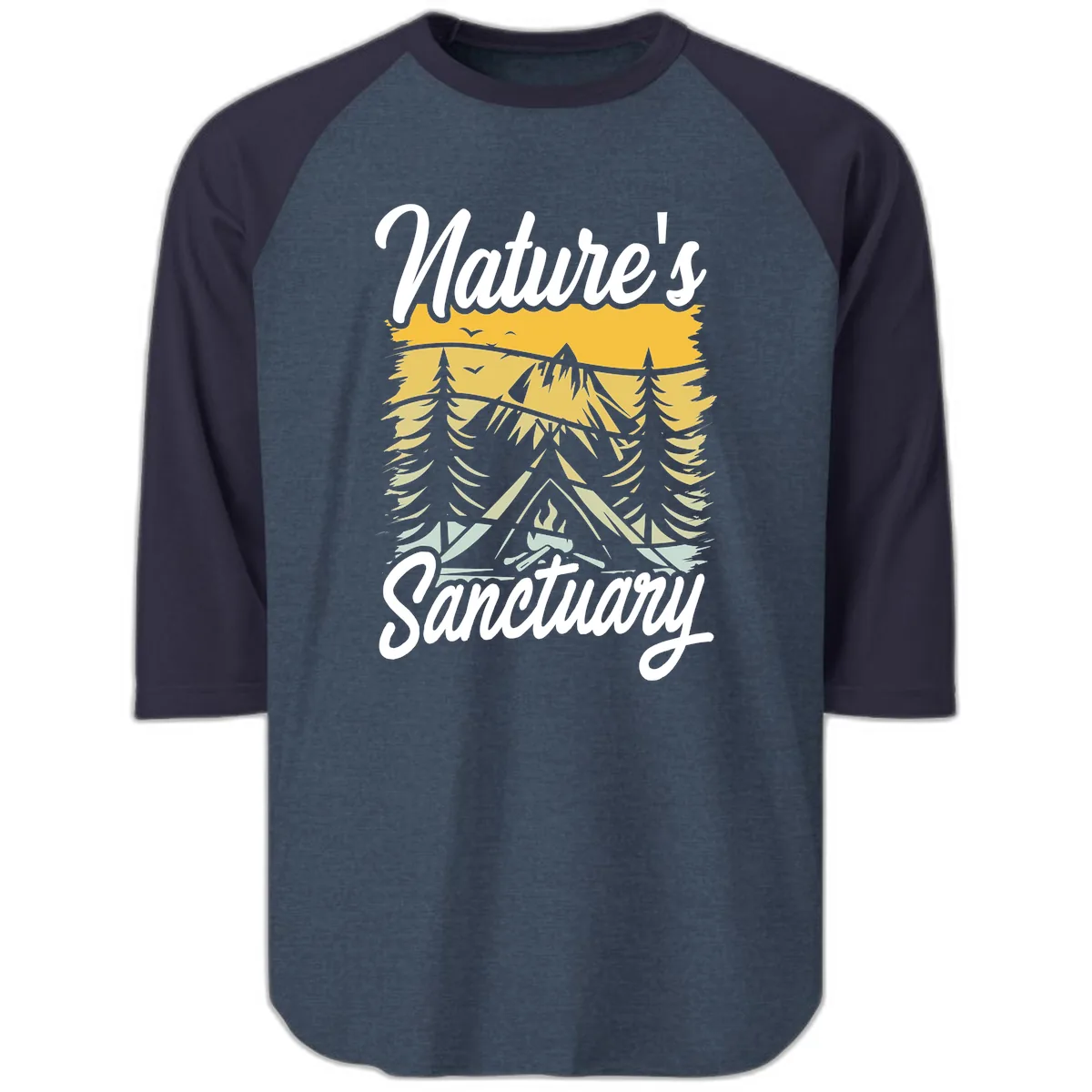 Nature's Sanctuary Raglan 3/4 in Heather Denim Navy