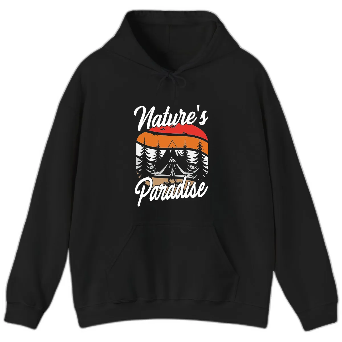 Nature's Paradise Layered Landscape Hoodie in Black