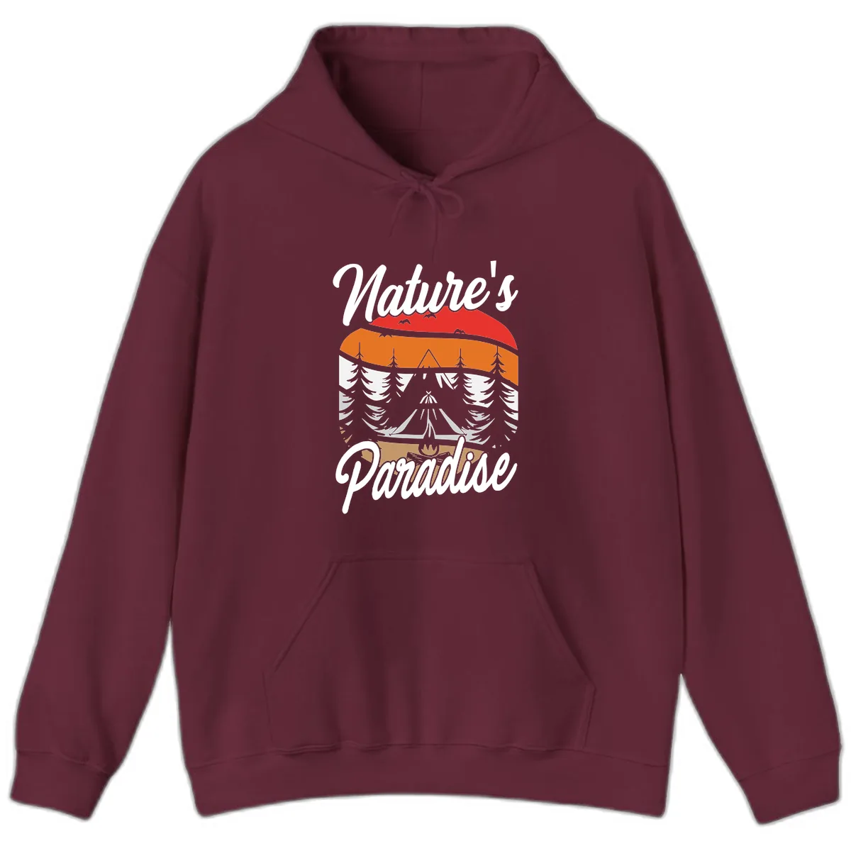 Nature's Paradise Layered Landscape Hoodie in Maroon