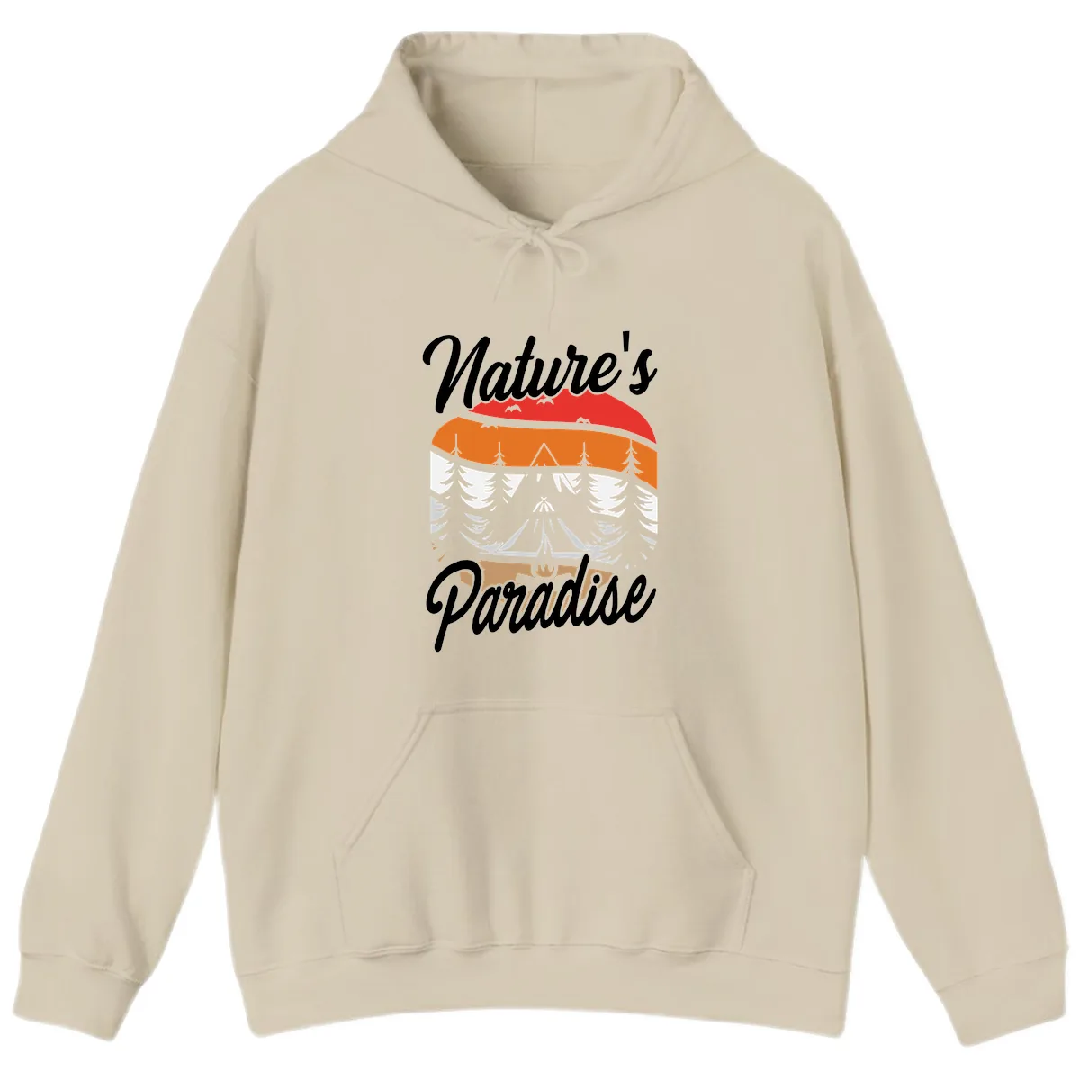 Nature's Paradise Layered Landscape Hoodie in Sand