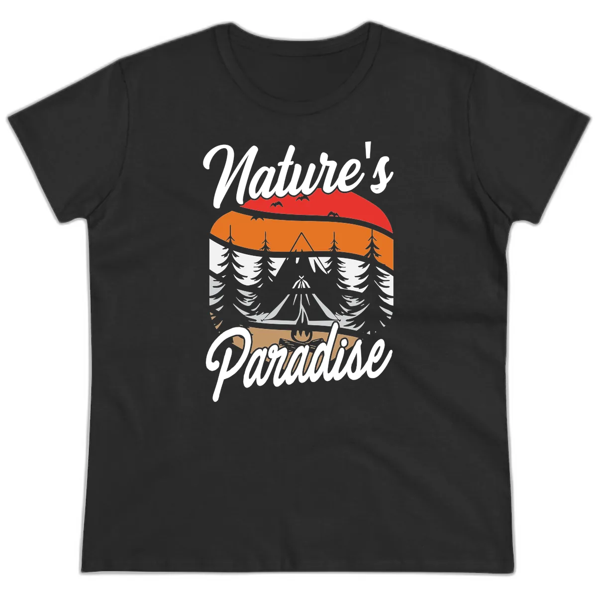 Nature's Paradise Layered Landscape Ladies Tee in Black