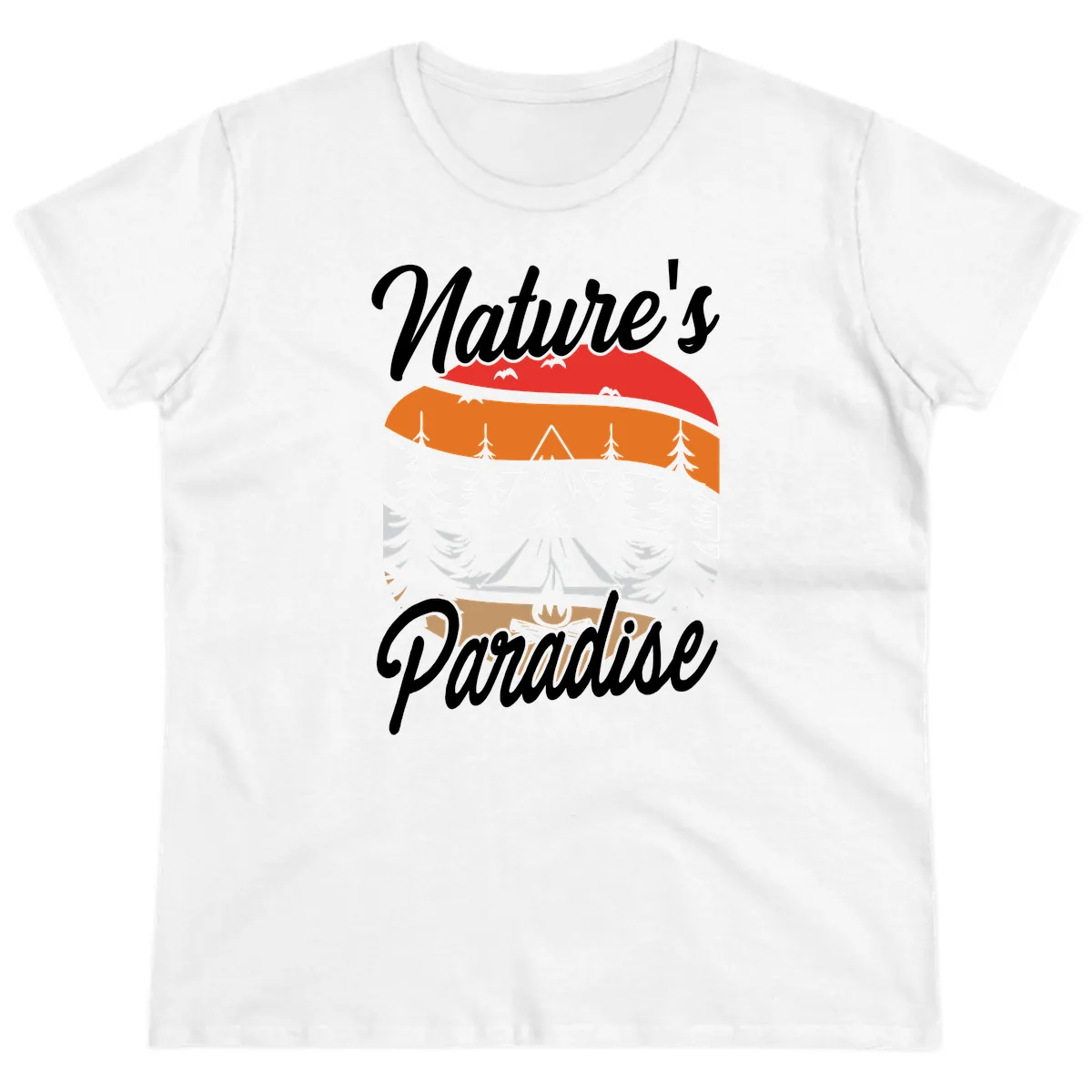 Nature's Paradise Layered Landscape Ladies Tee in White