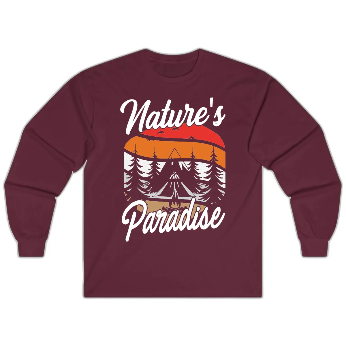 Nature's Paradise Layered Landscape Long Sleeve in Maroon