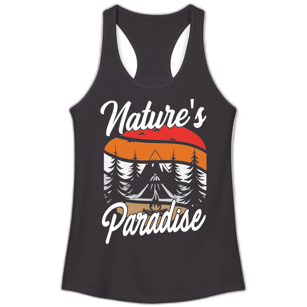 Nature's Paradise Layered Landscape Ladies Tank in Black
