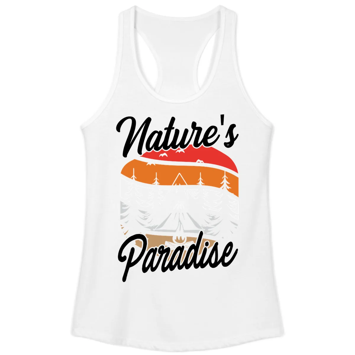 Nature's Paradise Layered Landscape Ladies Tank in White