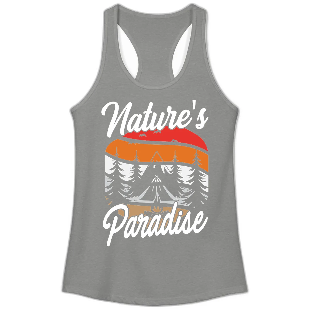 Nature's Paradise Layered Landscape Ladies Tank in Heather Grey