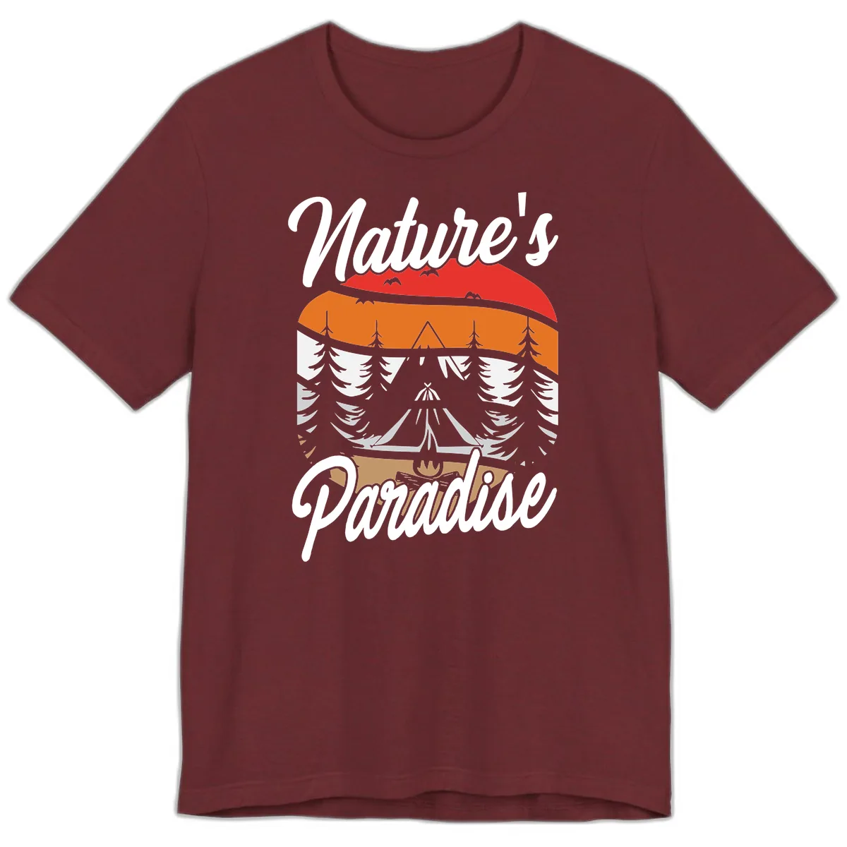Nature's Paradise Layered Landscape Premium T-Shirt in Heather Cardinal