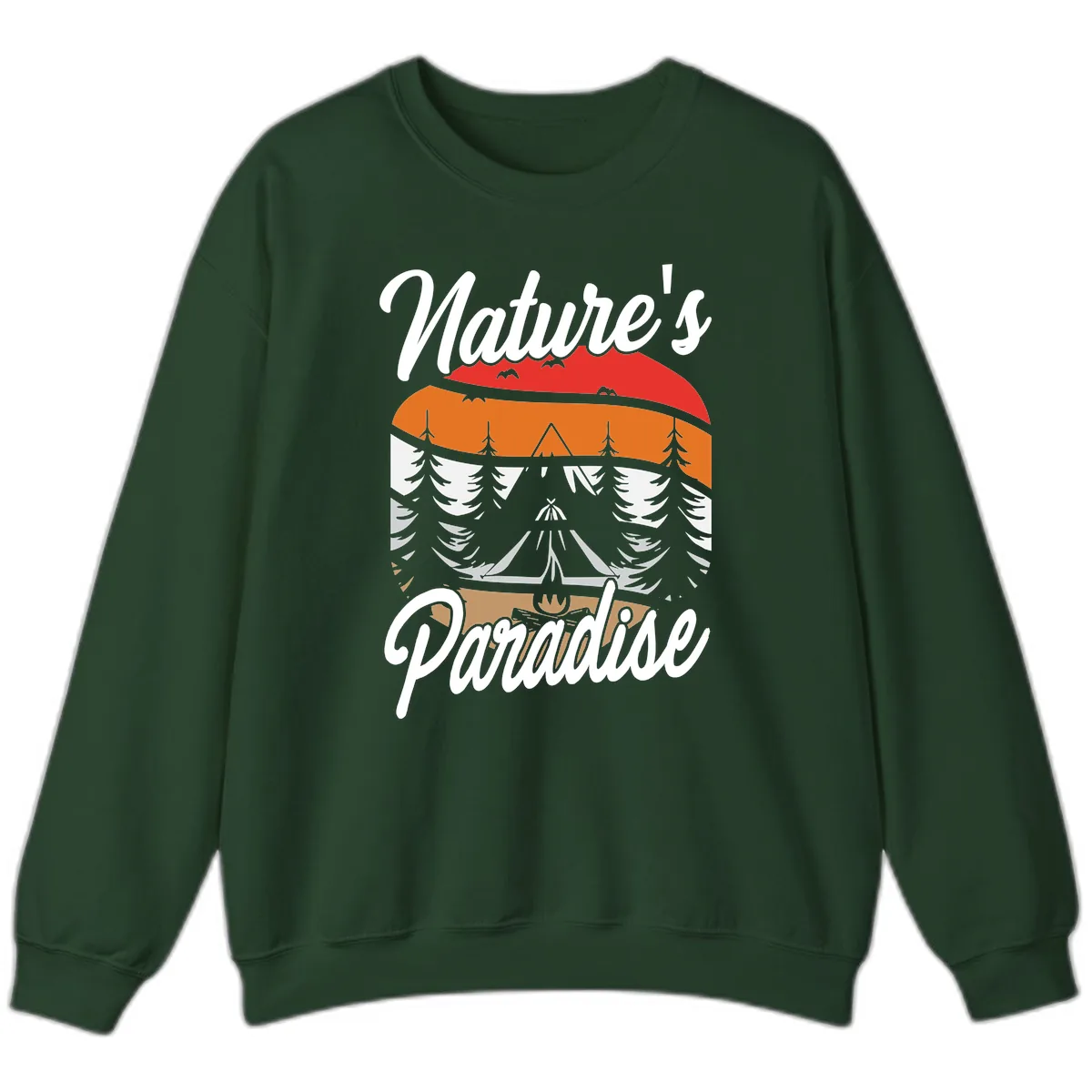 Nature's Paradise Layered Landscape Sweatshirt in Forest Green