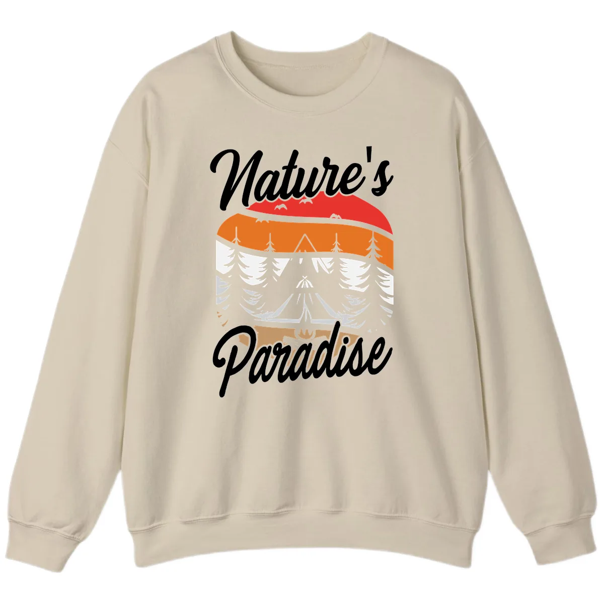 Nature's Paradise Layered Landscape Sweatshirt in Sand
