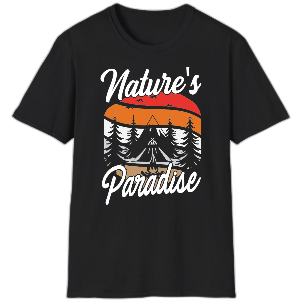 Nature's Paradise Layered Landscape T-Shirt in Black