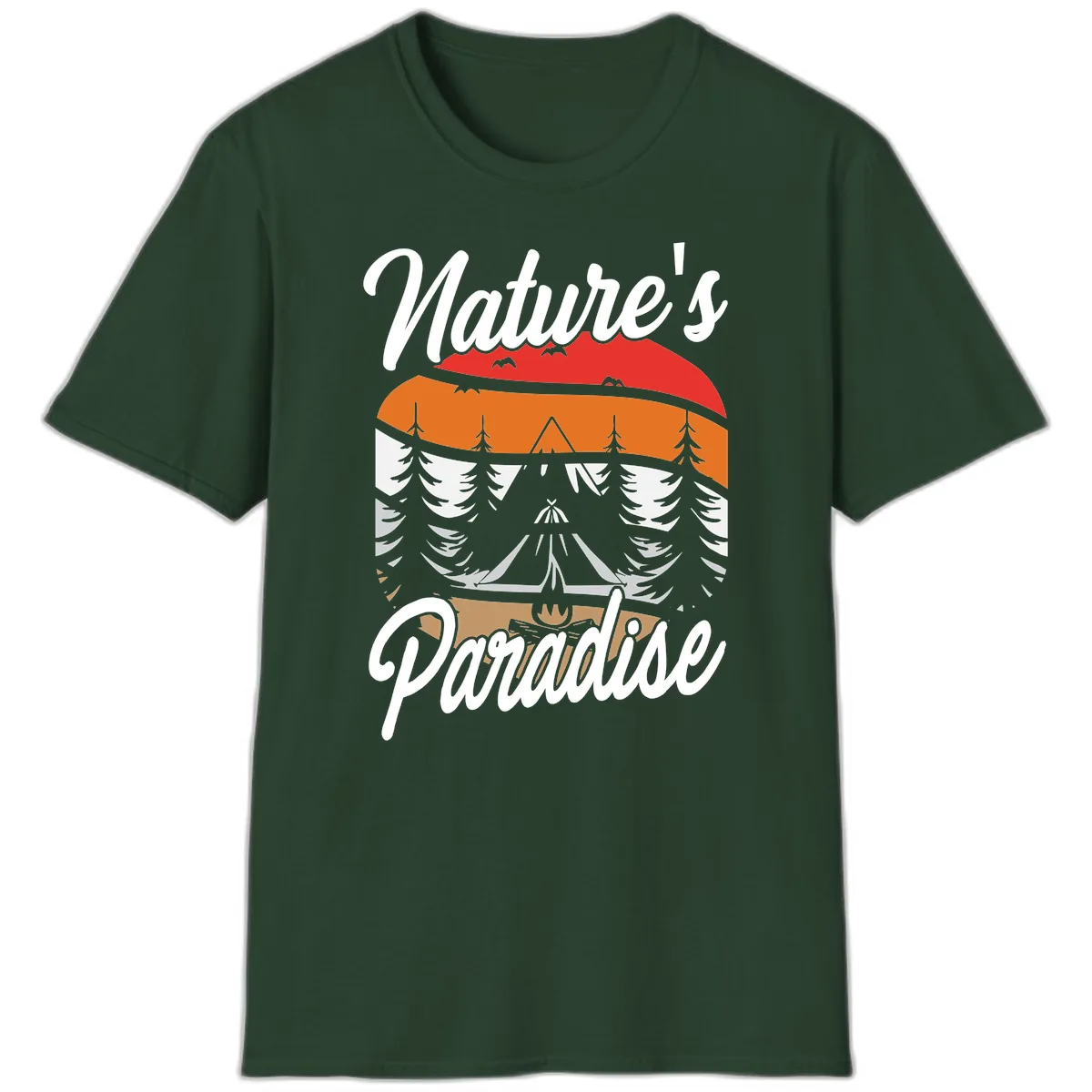 Nature's Paradise Layered Landscape T-Shirt in Forest Green