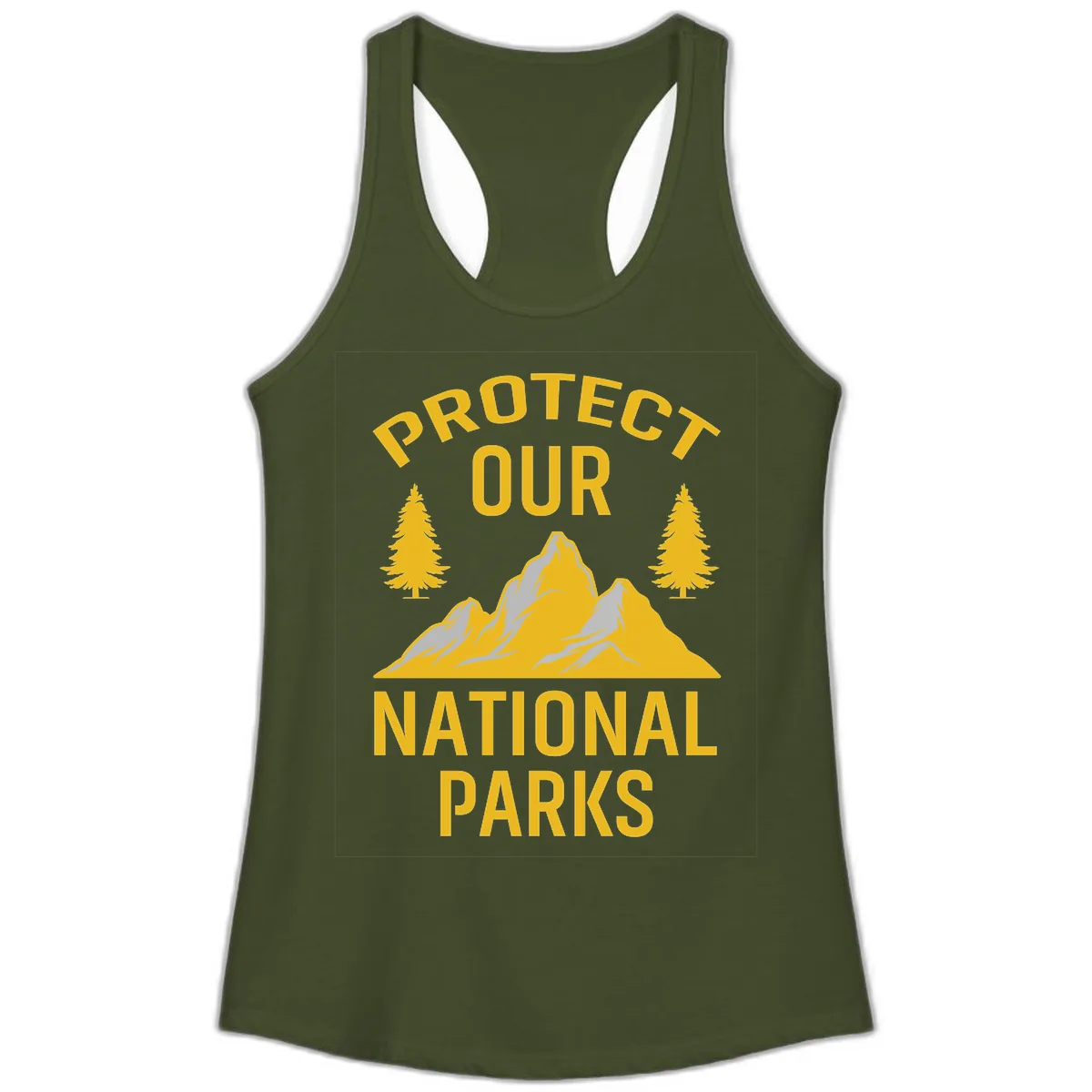 Protect Our National Parks Ladies Tank in Solid Military Green