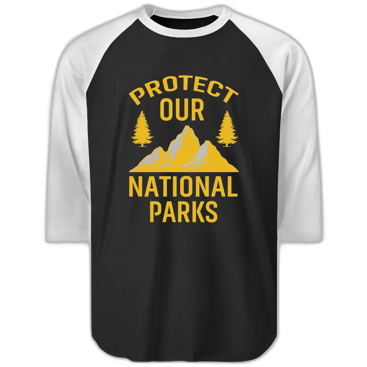 Protect Our National Parks Raglan 3/4 in Black White