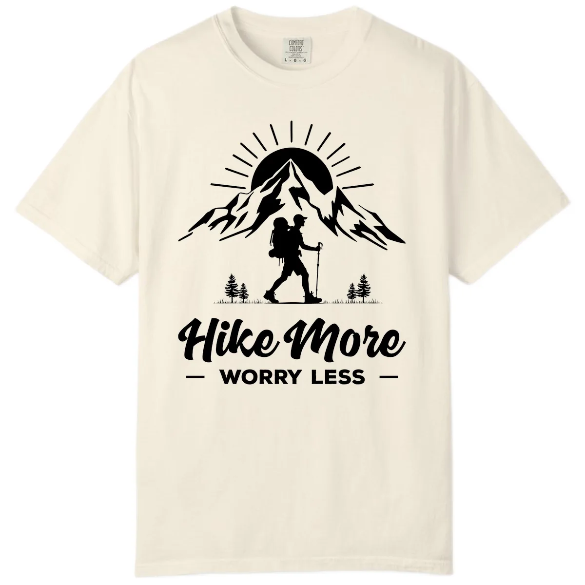 Hike More Worry Less Mountain Comfort Color in Ivory