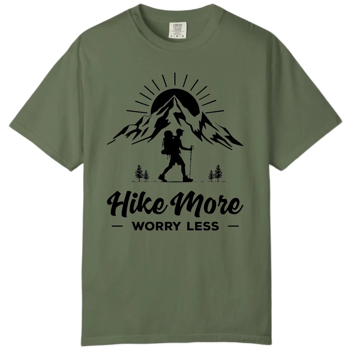 Hike More Worry Less Mountain Comfort Color in Sage