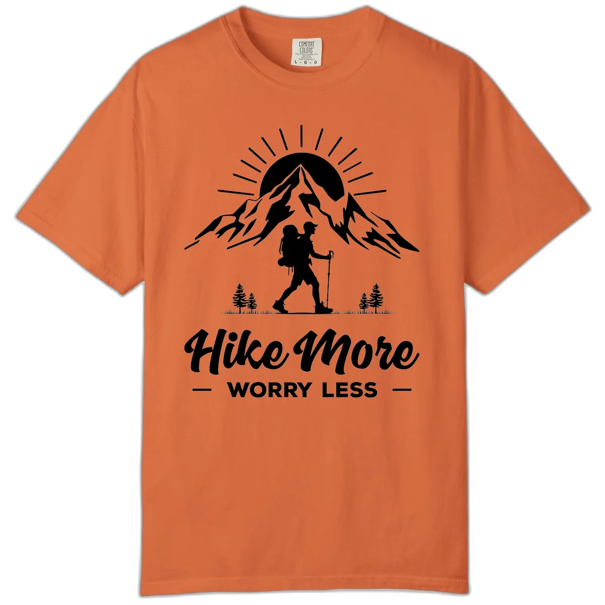 Hike More Worry Less Mountain Comfort Color in Burnt Orange