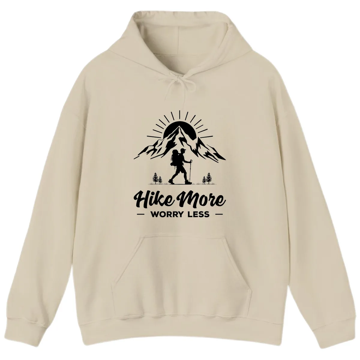 Hike More Worry Less Mountain Hoodie in Sand