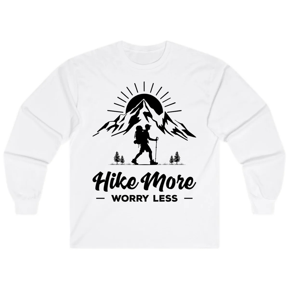 Hike More Worry Less Mountain Long Sleeve in White