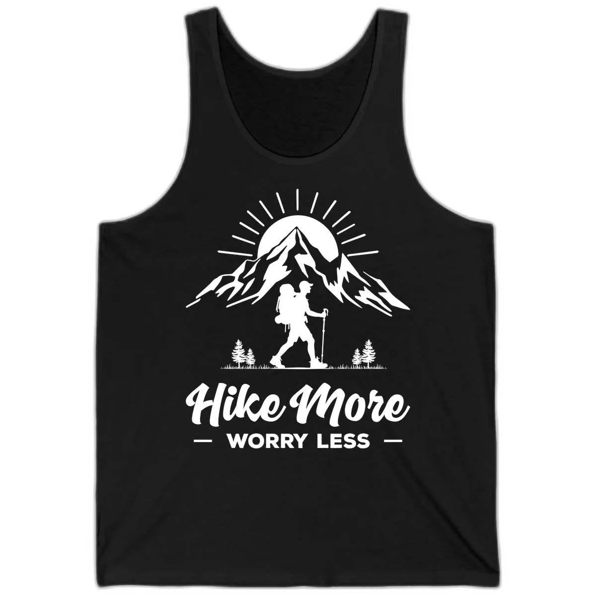 Hike More Worry Less Mountain Tank in Black