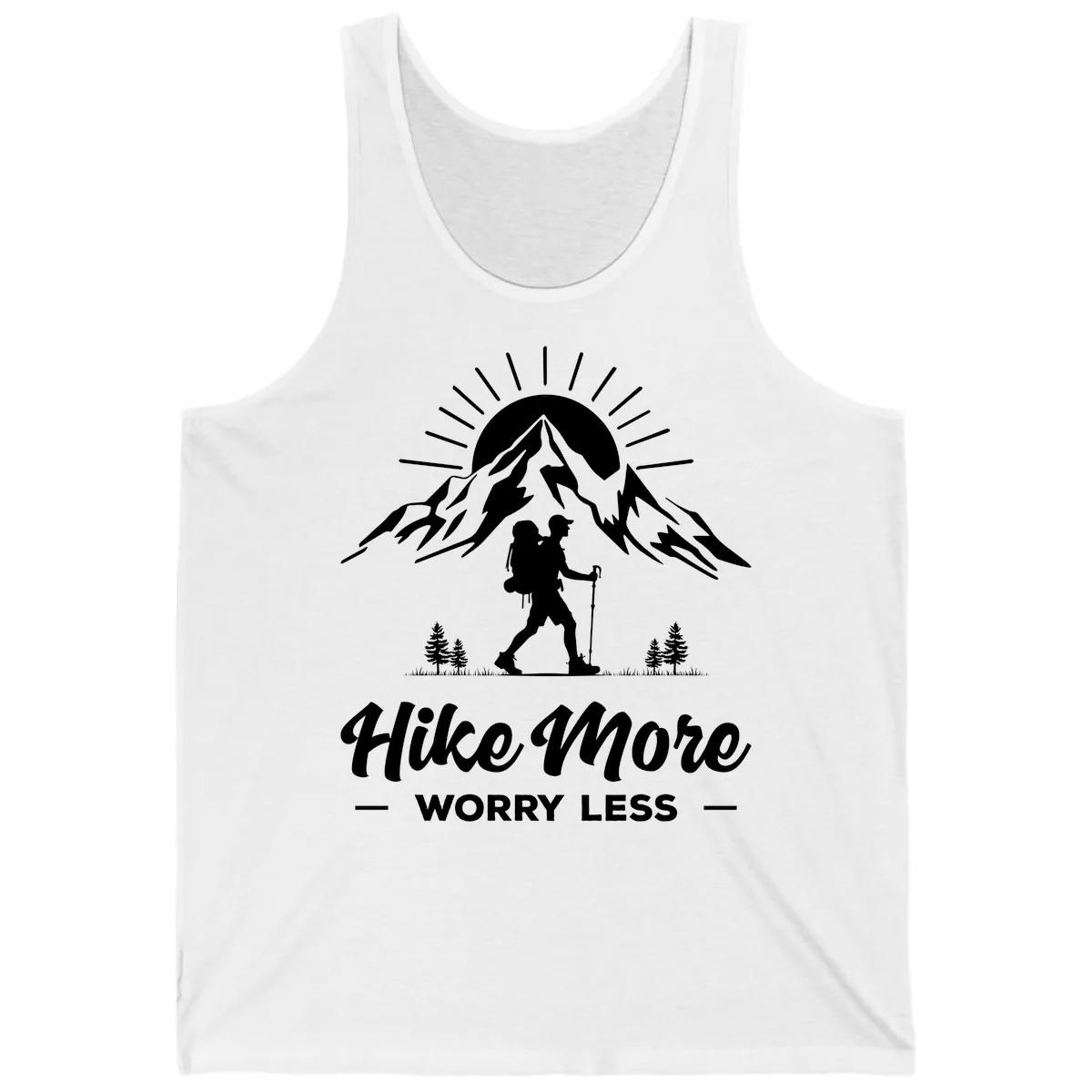 Hike More Worry Less Mountain Tank in White