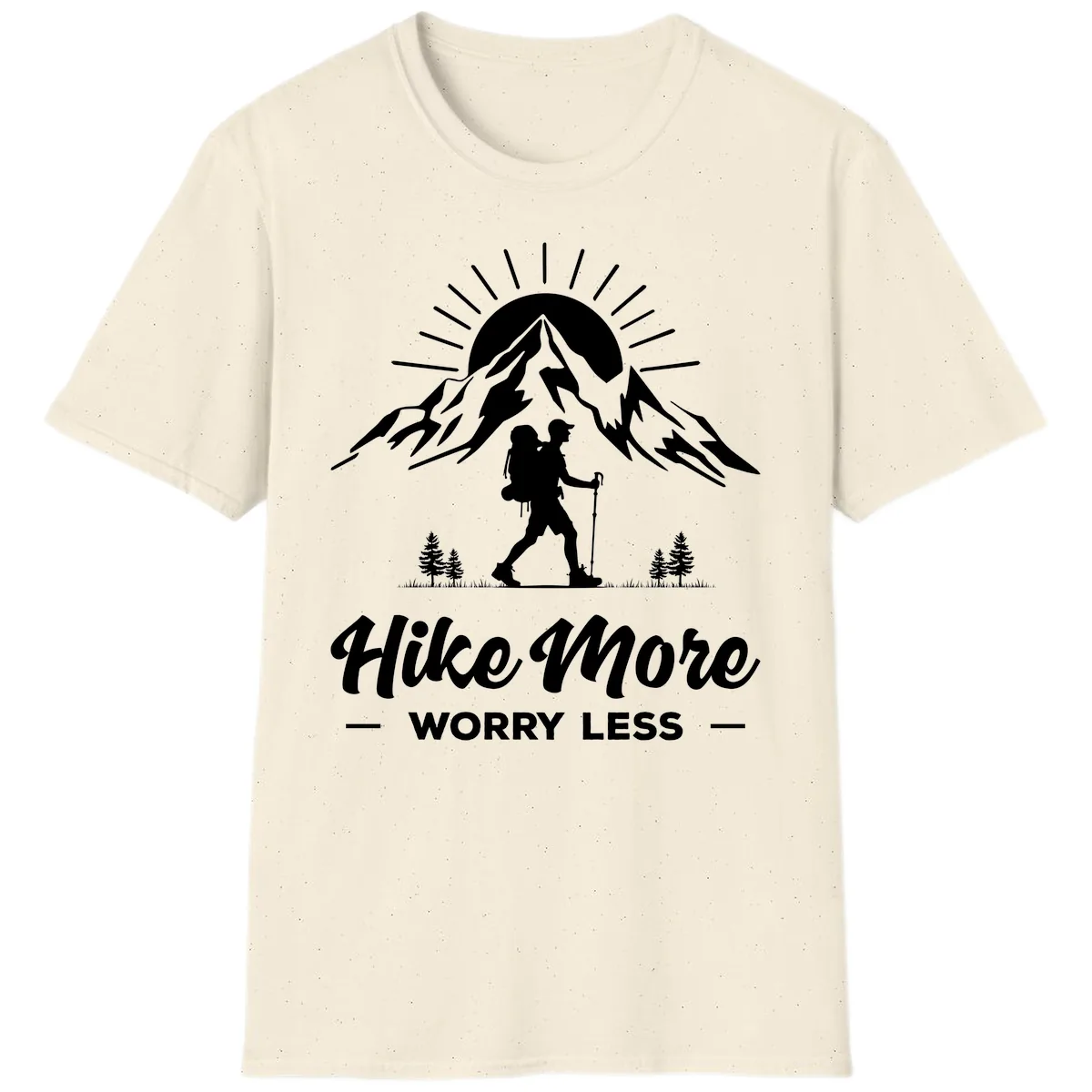 Hike More Worry Less Mountain T-Shirt in Natural