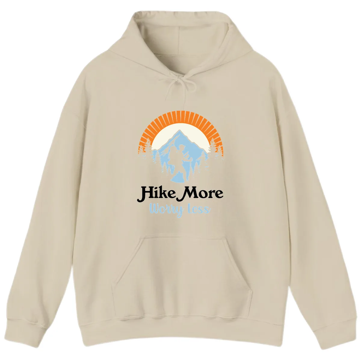 Hike More Worry Less Mountain Adventure Hoodie in Sand