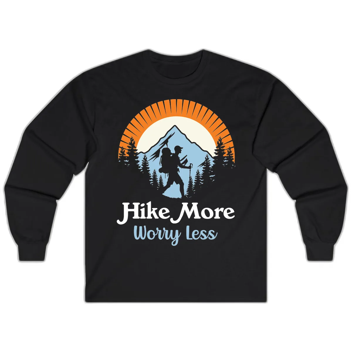 Hike More Worry Less Mountain Adventure Long Sleeve in Black