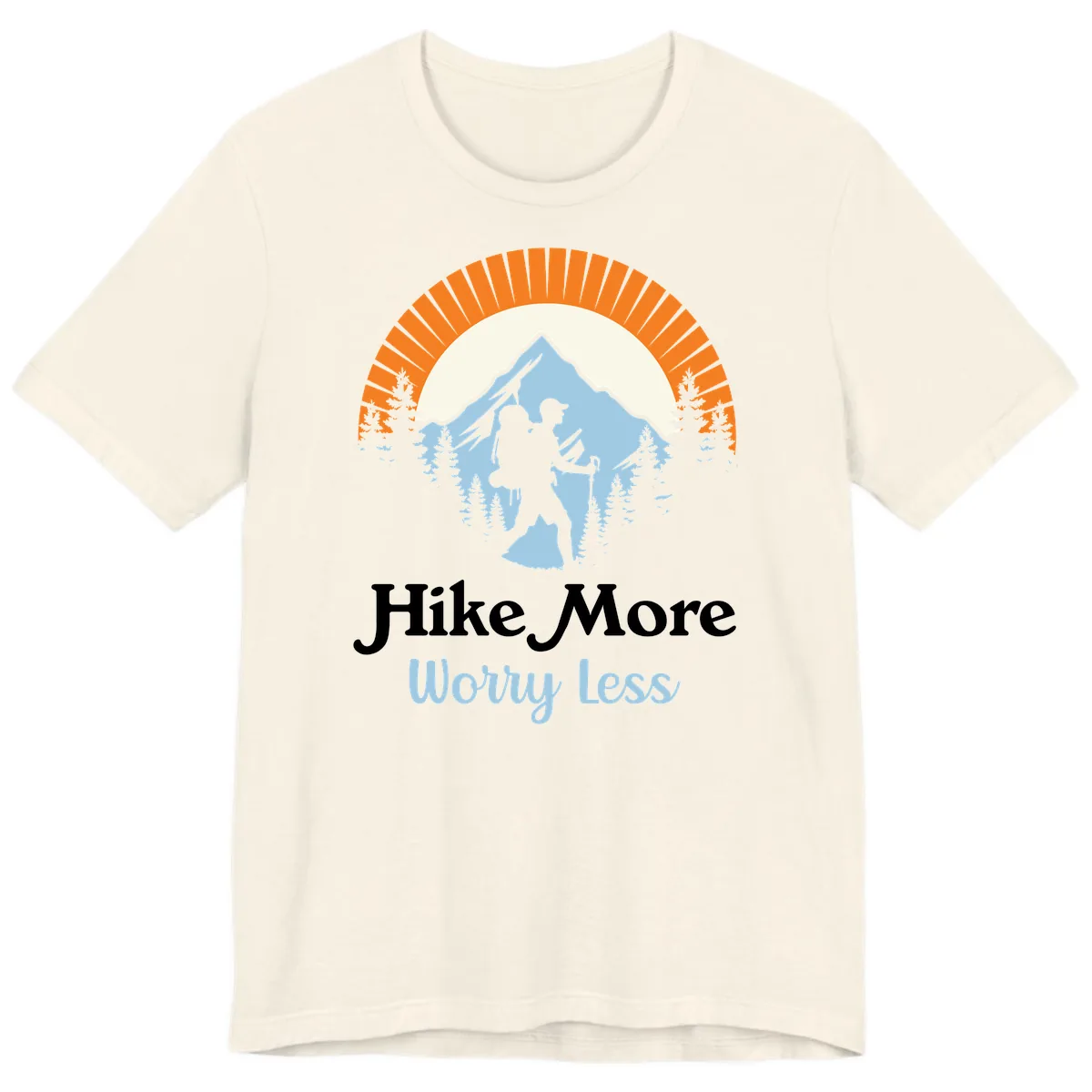 Hike More Worry Less Mountain Adventure Premium T-Shirt in Natural