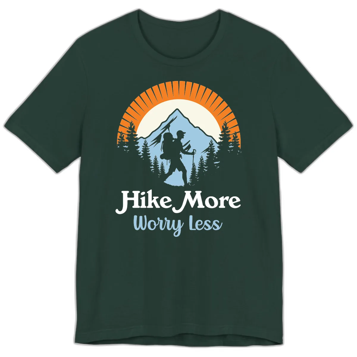 Hike More Worry Less Mountain Adventure Premium T-Shirt in Forest