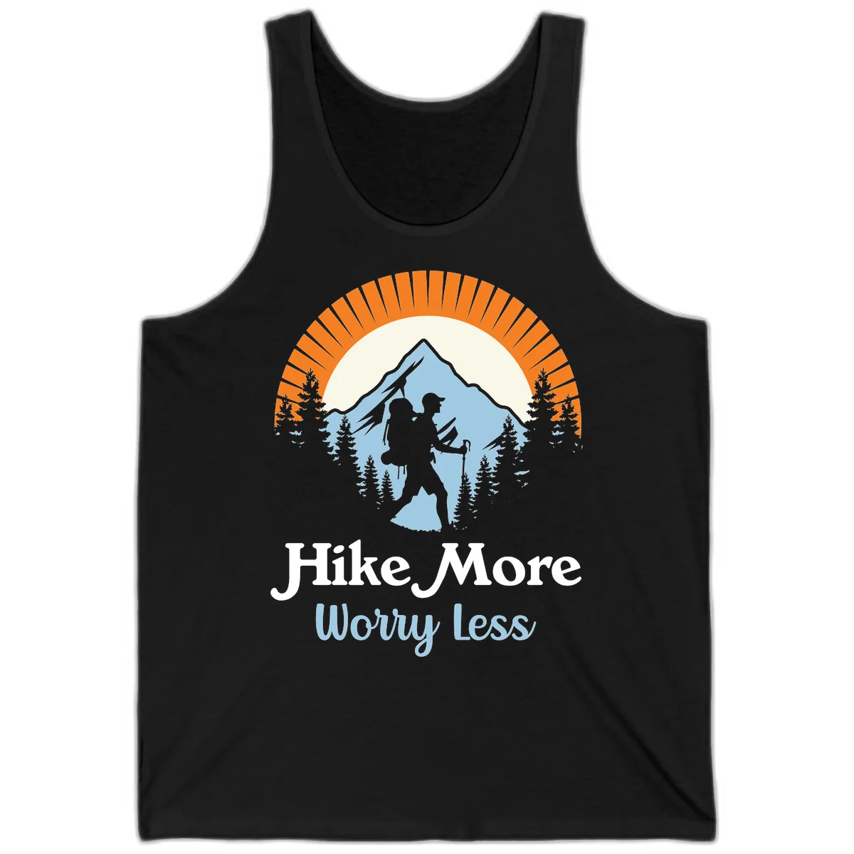 Hike More Worry Less Mountain Adventure Tank in Black