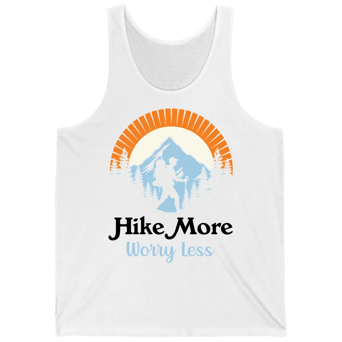 Hike More Worry Less Mountain Adventure Tank in White