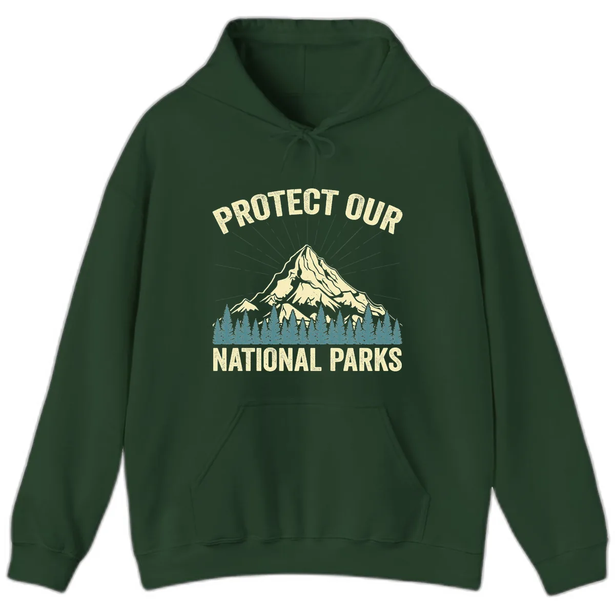 Protect Our National Parks Mountain Hoodie in Forest Green