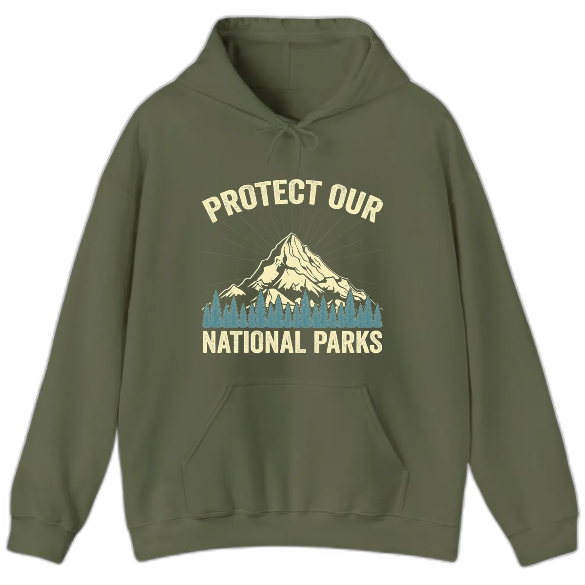 Protect Our National Parks Mountain Hoodie in Military Green