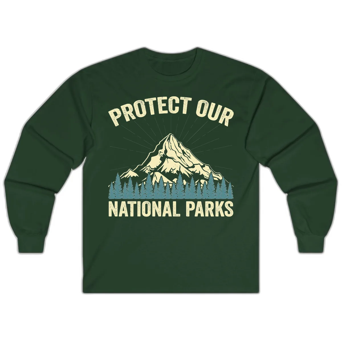 Protect Our National Parks Mountain Long Sleeve in Forest Green