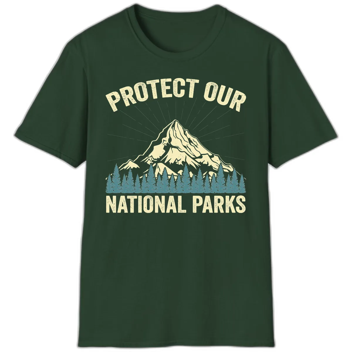 Protect Our National Parks Mountain T-Shirt in Forest Green