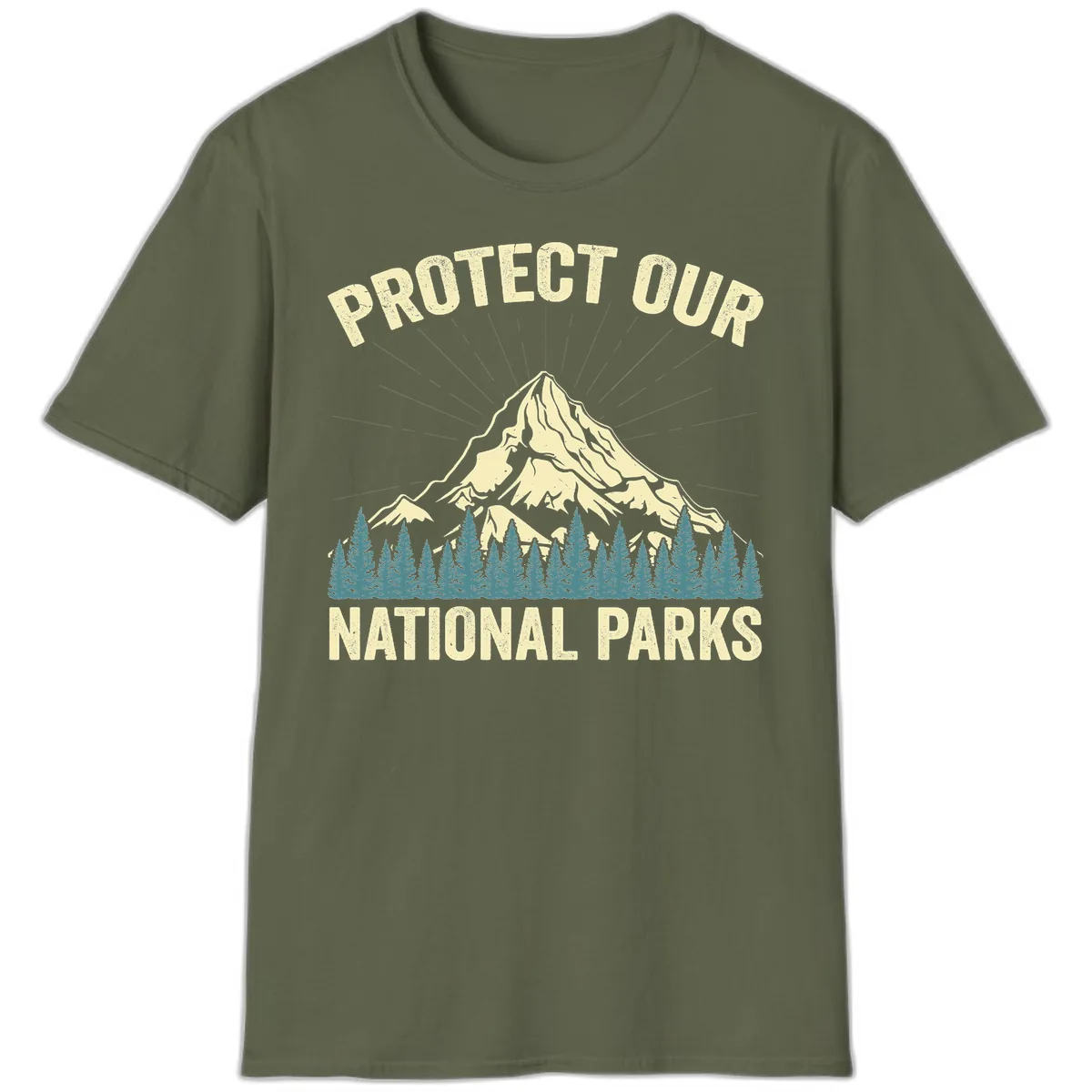 Protect Our National Parks Mountain T-Shirt in Military Green