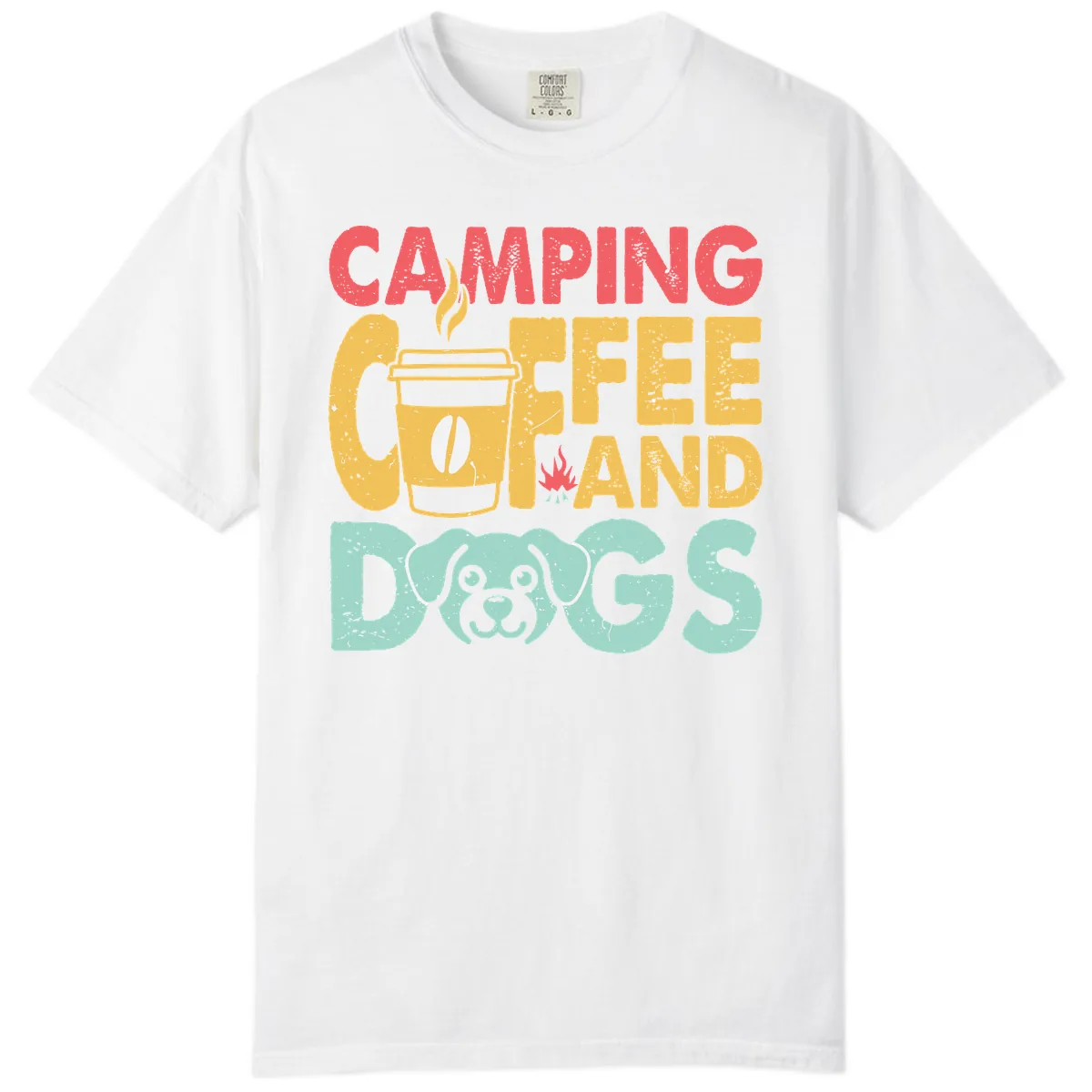Camping Coffee And Dogs Comfort Color in White