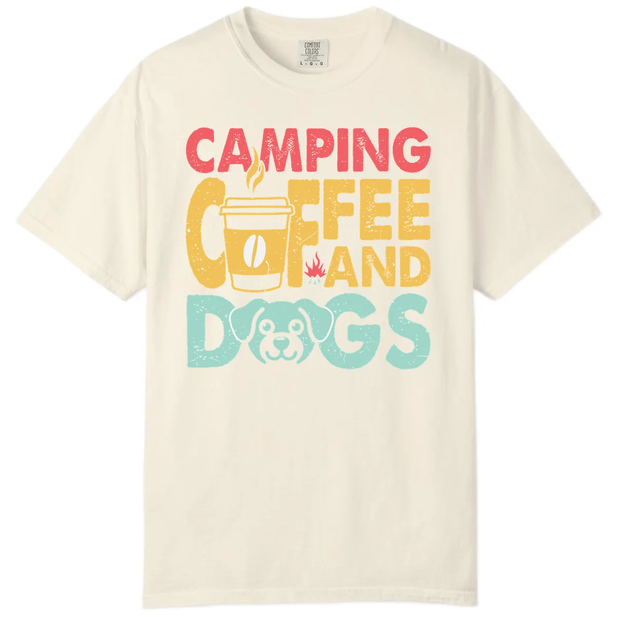 Camping Coffee And Dogs Comfort Color in Ivory