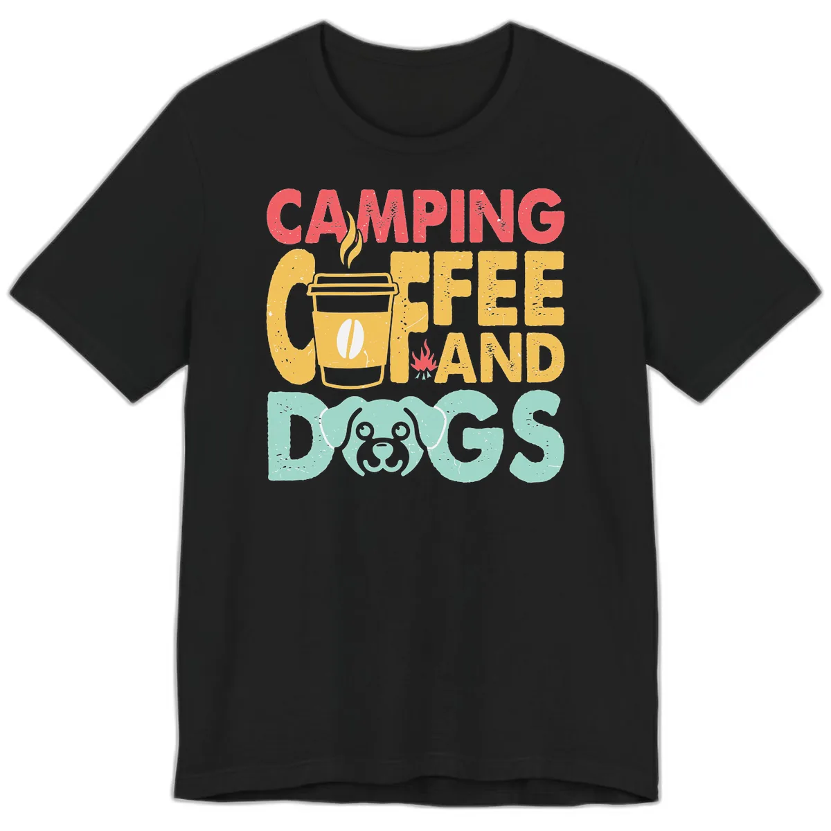 Camping Coffee And Dogs Premium T-Shirt in Black