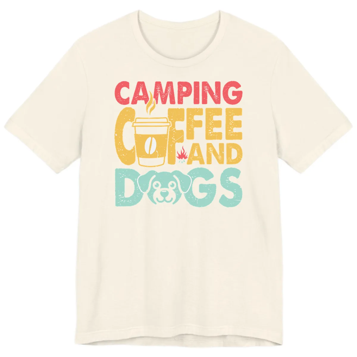 Camping Coffee And Dogs Premium T-Shirt in Natural