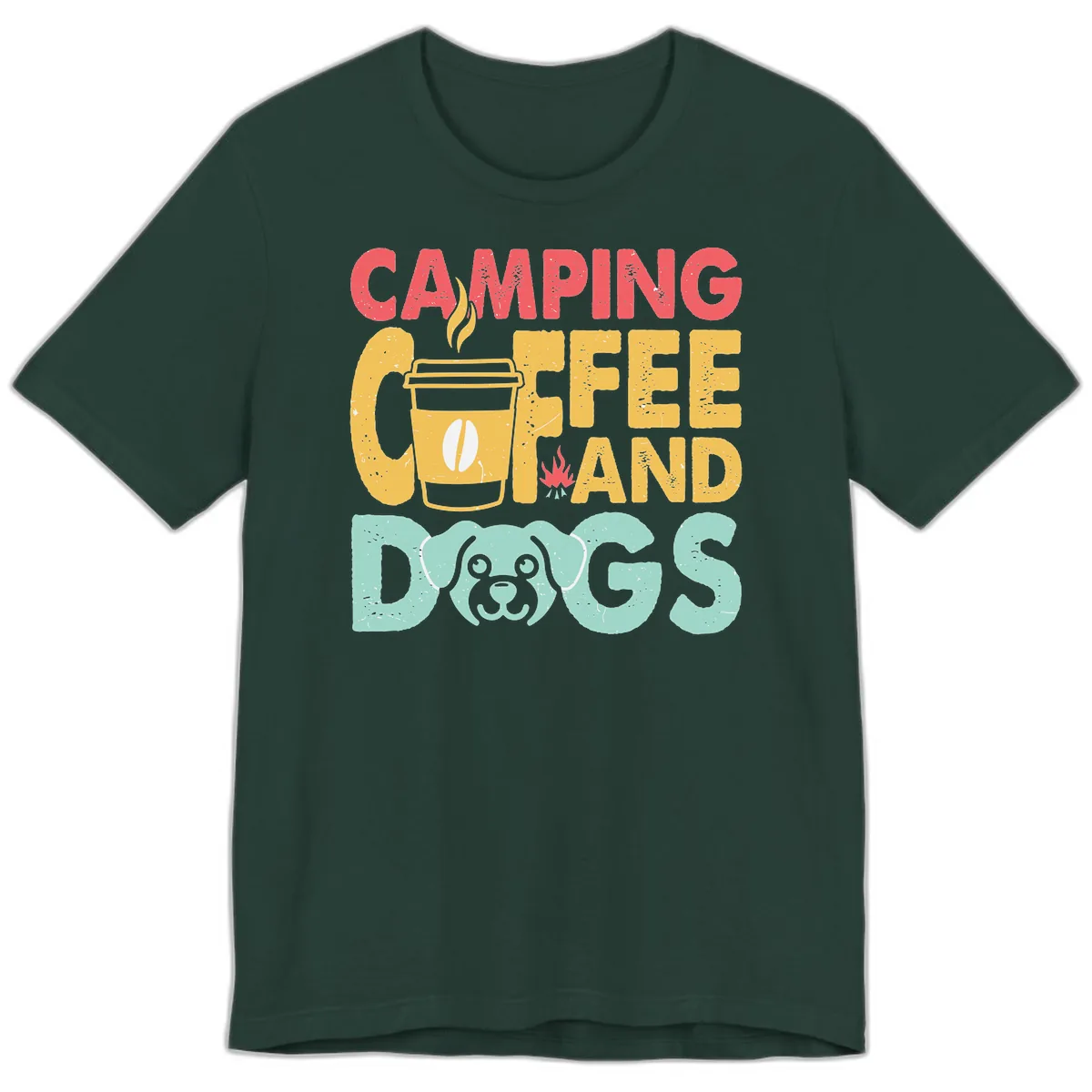 Camping Coffee And Dogs Premium T-Shirt in Forest