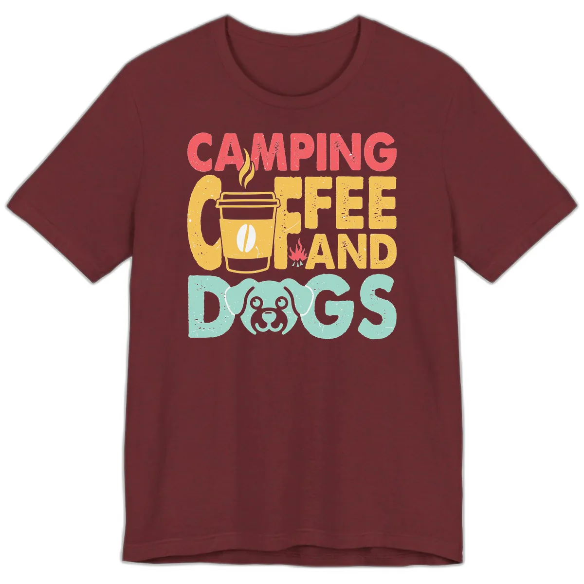 Camping Coffee And Dogs Premium T-Shirt in Heather Cardinal