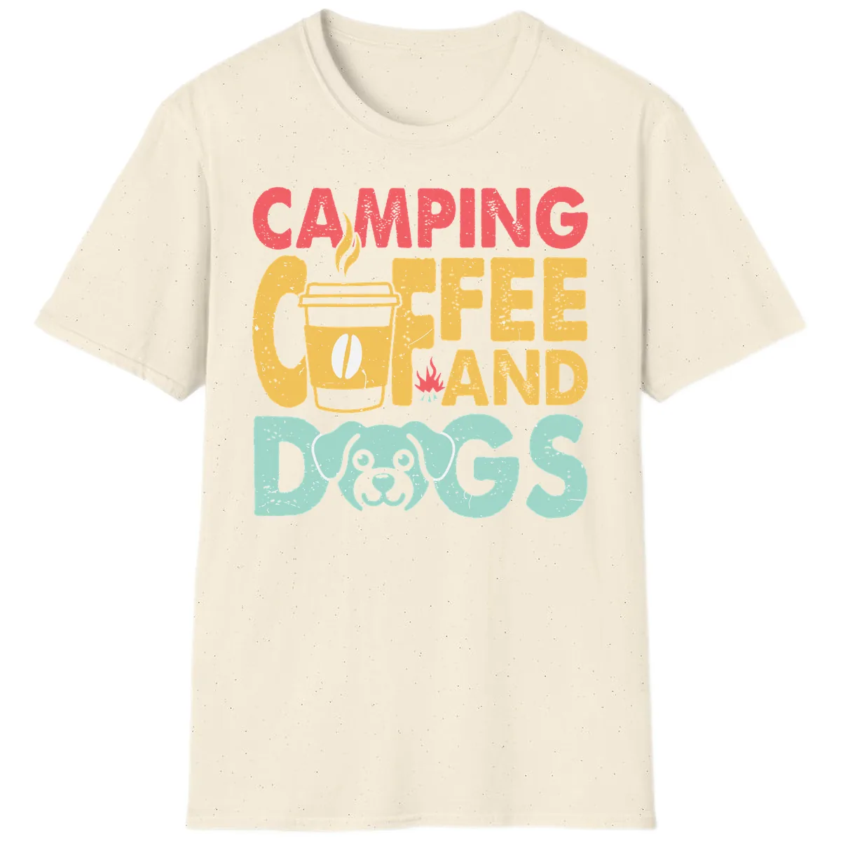 Camping Coffee And Dogs T-Shirt in Natural